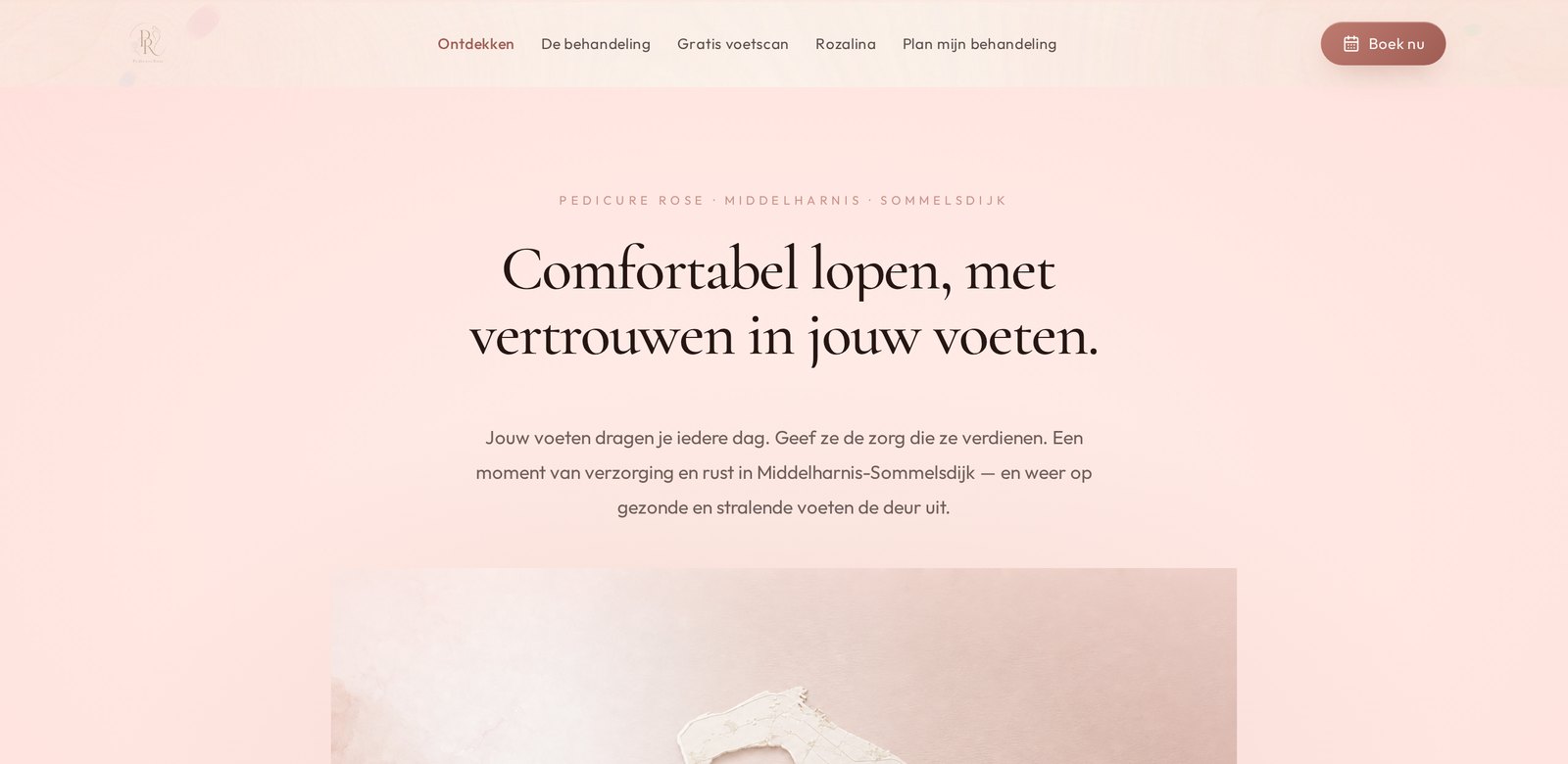 Startpagina van de live website van Pedicure Rose in Middelharnis en Sommelsdijk