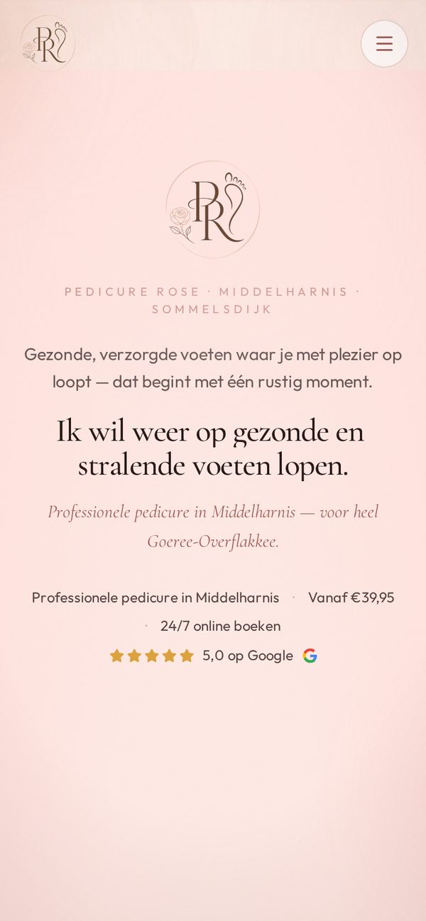 Live website van Pedicure Rose in Middelharnis